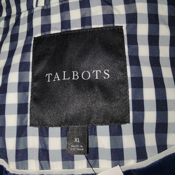 #57 NWT!! Talbots Navy check trench raincoat size XL in women's - Picture 6 of 9